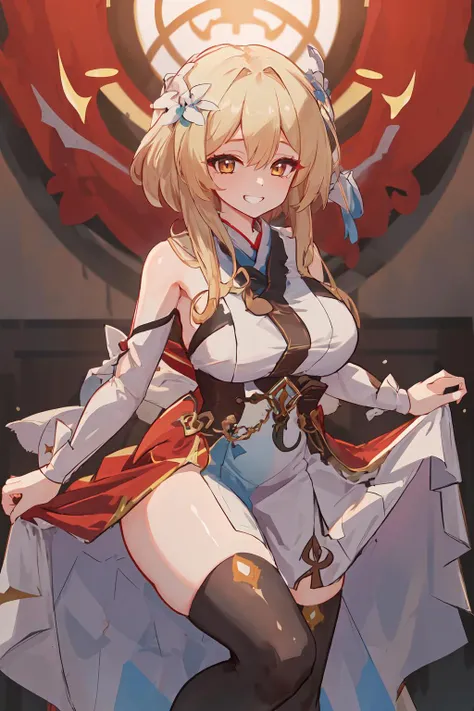 NSFW, (top-quality), (masterpiece), (1girl in), 独奏, Chinese girl, >, 20yr old, 8k protrait photo, 3/4 shot, depth of fields, NSFW, (Indoors), blonde hair, ultra-detailliert, bare shoulders, Good anatomy, beatiful detailed eyes, a picture, bokeh dof, discreet breasts, teats、cunt、Full body like、Half-undressed、Semen overflowing from the vagina、M-shaped legs、sitting down on the floor、spreading crotch