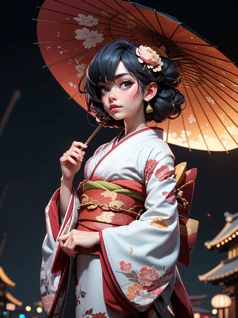 Biopunk geisha, full body, cinematic lighting, beautiful face, horror, ultra detail, ultra realistic, photo realistic, octane render