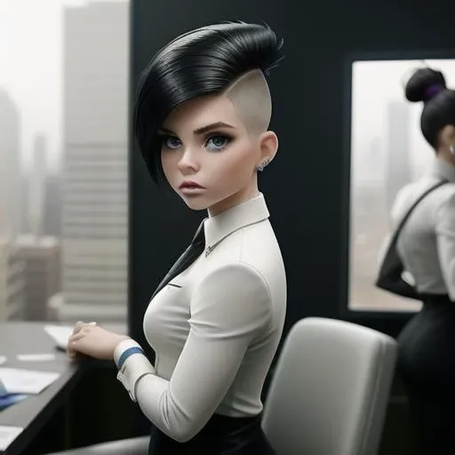s3m1sh4v3d a beautiful woman wearing a business suit