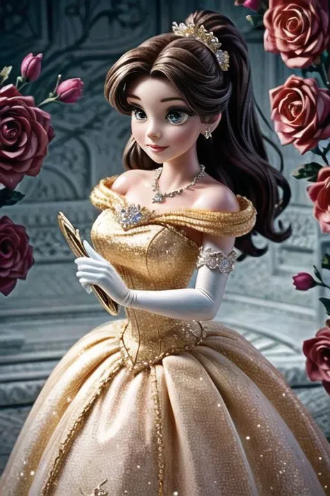 <lora:belle:0.6> belle, 1girl, solo, long hair, smile, brown hair, hair ornament, gloves, dress, bare shoulders, jewelry, flower, earrings, elbow gloves, hair flower, necklace, rose, hand fan, stairs (masterpiece:1.2), (best quality), (ultra detailed), (8k, 4k, intricate),(full-body-shot:1), (highly detailed:1.2),(detailed face:1.2), (detailed background),detailed landscape, (dynamic angle:1.2), (dynamic pose:1.2), <l <lora:more_details:1>