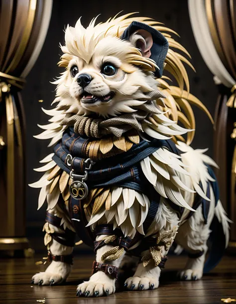 white pekingese, loughing,every body sitting and see ,cinematic lighting,strong contrast,high level of detail,Best quality,masterpiece, <lora:Lego_World:0.7>