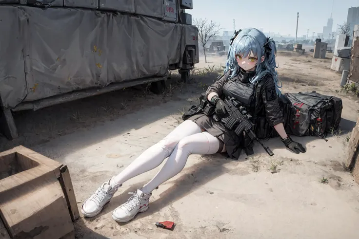 <lora:hKHK416Lora_v20:0.65>,(1girl),tom clancy's the division,shiny skin,parted lips,long hair,extremely beautiful, (best lighting) , (super-complex detail) ,4K Unity,(super-detailed CG: 1.2),(8K: 1.2),cyberpunk,gloves,casual,blush,illustration,miniskirt,parka,sneakers,pantyhose,street, outdoors, backpack,snowing,assault rifle,holding weapon, hk416 \(girls' frontline\),