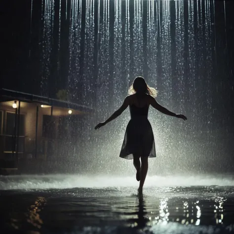 cinematic film still of  <lora:The Matrix Style:1>
woman, rain, water, swing, flying, hair, long, dark, night, 1girl, solo, skirt, monochrome, night, star (sky), music The Matrix Style, shallow depth of field, vignette, highly detailed, high budget, bokeh, cinemascope, moody, epic, gorgeous, film grain, grainy