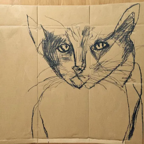<lora:SDXL_Cardboard_drawings_Sa_May_V4:1> Cardboard drawings cat