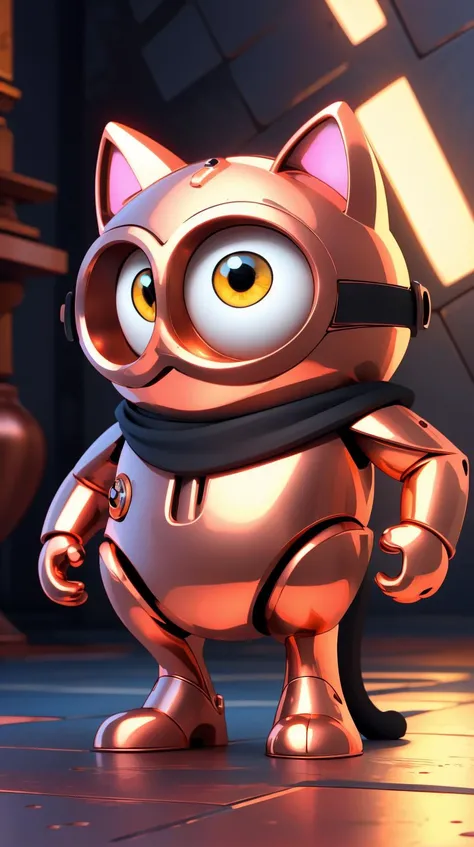 <lora:MinionStyle:1> MinionStyle Copper cat body, (Masterpiece:1.3) (best quality:1.2) (high quality:1.1)