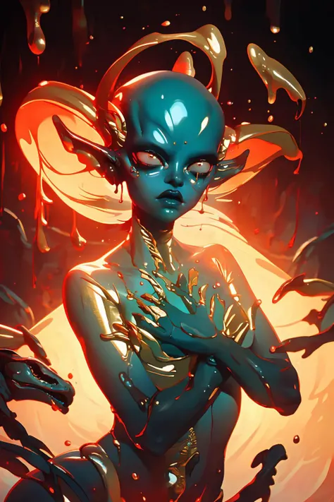 (best quality, masterpiece)
<lora:hypersfxma:0.9>
an alien, dripping, gold and (red:0.5), soft light, (hyperdetailed)