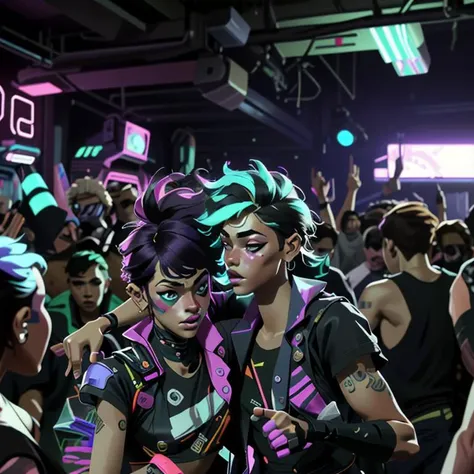 crowd of cyborgs dancing in a nightclub, photograph, live event photography, 4k, digital photography, realistic, drunk wild party, drinks, celebrating, punk, cyberpunk, retro futuristic, cybernetics, wild dancing, club vibe, scenesters, multiethnic, diverse crowd, <lora:edgAutumnDressCode:1> <lora:kEighties:1>, hyperrealism,