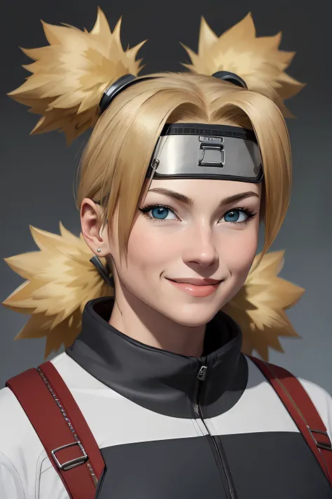 masterpiece, best quality, ultra-detailed, Portrait of beautiful TemariNS, solo, quad_tails, looking_at_viewer, closed_mouth, forehead_protector, smile, simple_background, portrait, volumetric lighting, best quality, masterpiece, intricate details, tonemapping, sharp focus, hyper detailed, trending on Artstation, <lora:TemariNS:1.2>