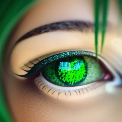masterpiece, best quality, depth of field, 1girl, <lora:LoraEyes:0.7>, loraeyes, eye focus, close-up, crying, green hair, jewel, star eyes, green, forest, <lora:eyeLora_eyesV10:1>