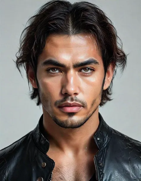 (masterpiece) , realistic, insanely detailed, highly detailed, high quality, 4k, hdr, real skin, dark tones,
approaching perfection, perfect anatomy, realistic model, amazing male, asian with side swept wavy brown hair wearing leather jacket, 38 yo male, sleepy eyes, gothic, tan skin, by Selina Fenech, surrealism, Perfect face, detailed face, delicate face, soft line art, fine lines, grey eyes, upper body, soft color, soft drawn, volumetric lighting, prominent jawline, angular jawline, realistic skin texture <lora:1dkXLP:0.8> <lora:concept:0.8> conceptart,multiple views,white background,simple background