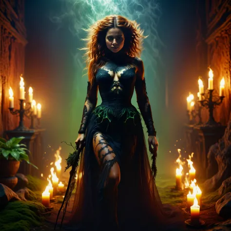 cinematic photo Hyperrealism full body shot of a sexy Woman, highly detailed.8k wallpaper, ultra detailed, cinematic scene, depth of field, witch, Skilled in magic and sorcery, benevolent women with knowledge of herbs and potions, spells and enchantments, deeply connected with the supernatural and the occult <lora:EdobHorrorLandscape_XL_v1.0:.8>, EdobHorrorLandscape <lora:EdobHorrorValentine_XL_v1.0:.7> <lora:HGHDRFB_XL:.8> . 35mm photograph, film, bokeh, professional, 4k, highly detailed