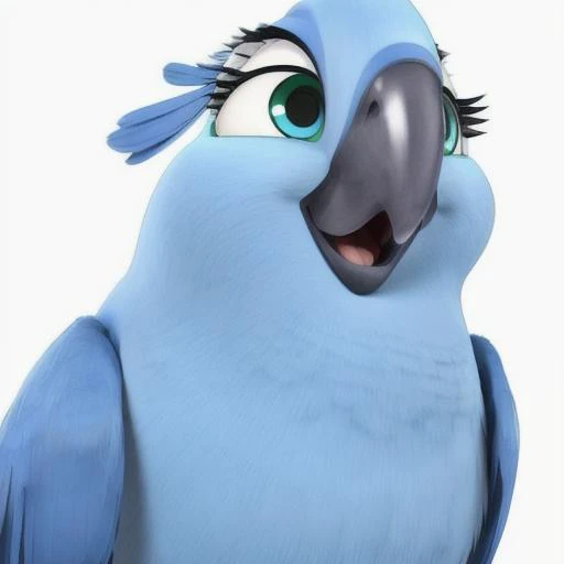 <lora:Addams:0.7> female spix macaw, macaw beak,