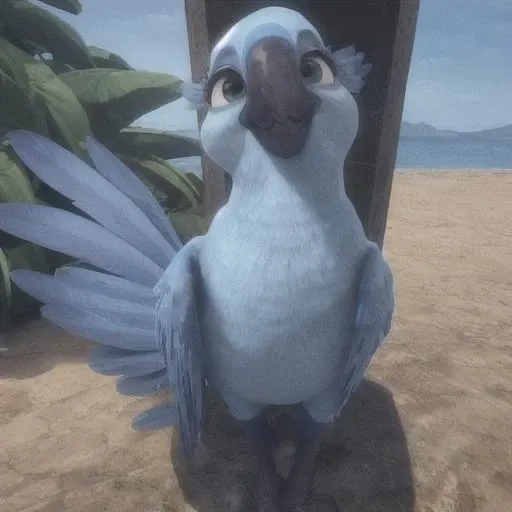 <lora:Addams:0.7> female blue macaw, blu efeathers