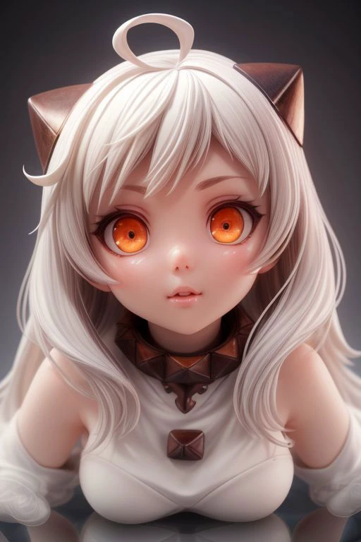 hoppo,mittens,white dress,ahoge, ((pretty face, skin indentation, eyes reflection, stunning eyes, rim lighting, skin shading, sub surface scattering)), (masterpiece, best quality, ray tracing, volumetric lighting, ssao shadows, detailed, intricate),((portrait)) <lora:add_detail:1>    <lora:Pou2:1>