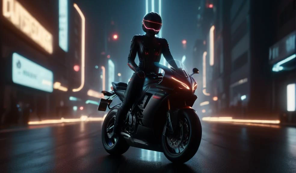 cinematic film still (((Ultra-detailed, Hyper-realistic, 8k, highres, masterpiece))),futuristic neon lightcycle riding through a futuristic neon city at night time,ray traced lighting and shadows,ray traced reflections,<lora:god rays:0.8>,god rays,sunbeams,sunbeam,<lora:add-detail-xl:1>,Details++,<lora:cyberpunk-v1.5-nai-9ep-resize:0.8>,cyberpunk,neon lights,science fiction,<lora:neonlight_V1_loha:0.8>,neonlight\(ttp\),<lora:CyberPunkAI:0.8>,CyberpunkAI,neon,<lora:Neon_Cyberpunk_SDXL:0.8>,cyberbody,neonbody,lightstreak,holodrift,cablelink,<lora:cybervehiclev4:0.8>, car,van,motorcycle, . shallow depth of field, vignette, highly detailed, high budget, bokeh, cinemascope, moody, epic, gorgeous, film grain, grainy