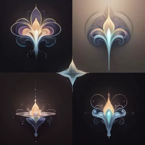 four squares with a tree in the middle, in the style of dreamlike illustrations, zbrush, organic sculpting, use of earth tones, dark sky-blue and light beige, detailed character design, vibrant, exaggerated scenes emergent transformation in black and white by anne bachelier, neon purple, effervescent, divine, hyperrealism, multidimensional, 3d, dmt, volumetric lighting, unreal engine 5, uncut, flaccid, penis