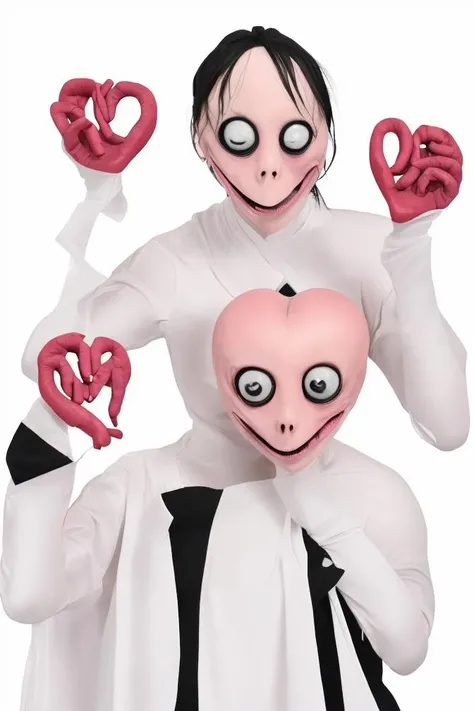 (heart hands:1.25), turtleneck, m0m0 face <lora:Momo-MotherBird:1.00>, highres, masterpiece, looking at viewer, white background