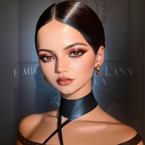 Portrait of a ((stunning)) woman <lora:ismerced1-10_v2:1> , wearing a tight black choker, perfect face, realistic, 4K, (masterpiece), caucasian, high quality, smooth skin, ethereal,highly detailed face