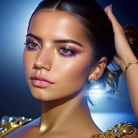 portrait of a ((stunning)) woman, feminine,epic (photo, studio lighting, hard light, sony a7, 50 mm, matte skin, pores, colors, hyperdetailed, hyperrealistic), face forwards, ((symmetric)), ethereal, by ilya kuvshinov, alessio albi, nina masic, sharp focus, <lora:ismerced3-12:0.9> ,<lora:ismerced1-10_v2:0.1>