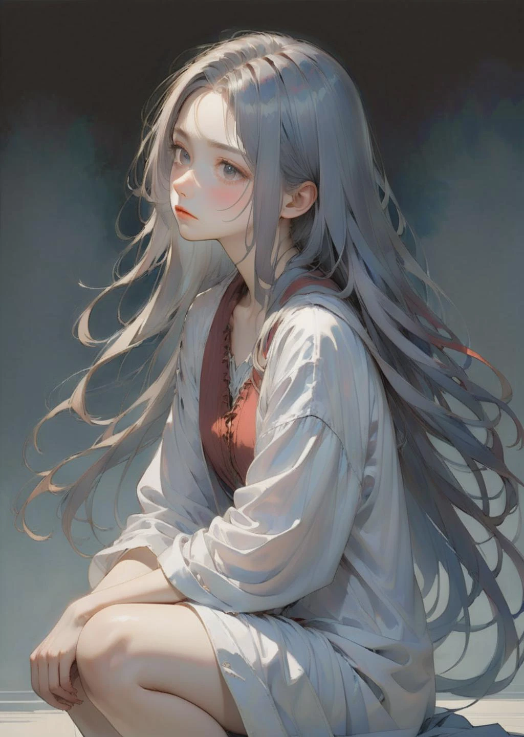 1 young woman sit, sad ,
long hair
abstract, artistic
gradient
by Jean Giraud Yoshitaka Amano
SimplepositiveXLv1