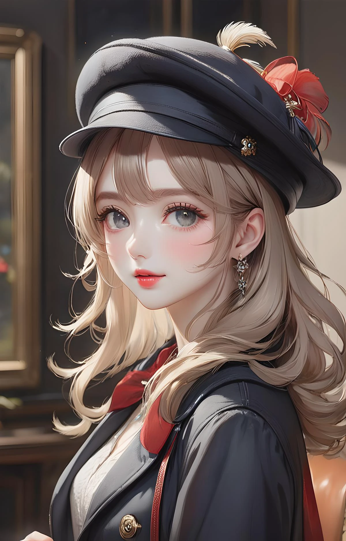 masterpiece, a girl, beret or wide-brimmed hat.
best quality, ultra-detailed, perfect physics,