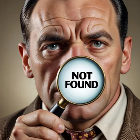Sherlock Holmes holding up a magnifying glass with the text âNOT FOUNDâ.
Wide shot. Volumetric lighting. Dynamic shot.
Extremely detailed, highest quality photo, 16k resolution,, realistic skin, detailed face, pores, wrinkles, sharp focus, realistic texture, focused, masterpiece.