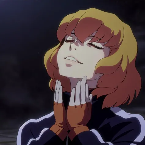 Anime, clementine, solo, red eyes, blond hair, tracksuit, FeelsGood, closed eyes, (masterpiece, official art), Best Shadows, Shallow Depth of Field, simple background, <lora:FeelsGood:1>, <lora:clementine-overlord:0.8>,