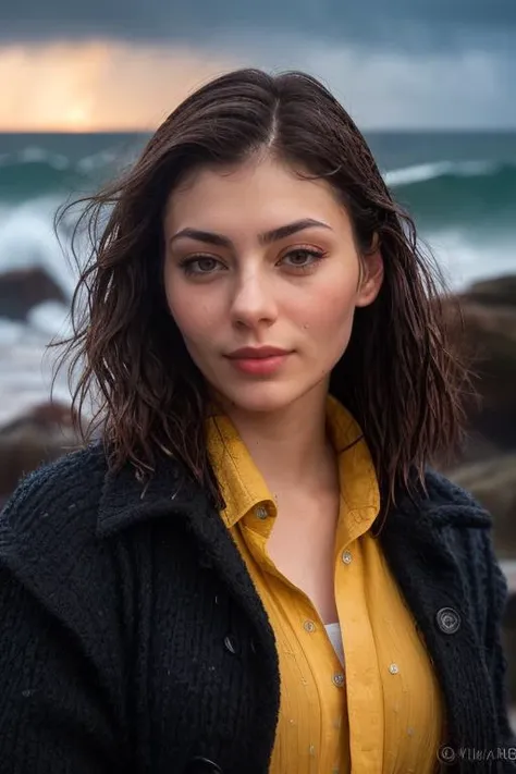 DEN_laci_witton,
(portrait of a lighthouse keeper (walking on the rocks:1.2) on a dark (stormy night:1.2) wearing a yellow raincoat in the wind, (waves crashing:1.2) into the rocks, (storm:1.2), (wind swept:1.2), (gale:1.1), (tsunami:1.1), lighthouse, (night time:1.2), (wet rocks, rocks, rocky:1.2), (splashing waves:1.2), waves, (ocean spray:1.2), (lighthouse:1.1):1.2),
bokeh, f1.4, 40mm, photorealistic, raw, 8k, textured skin, skin pores, intricate details  <lora:epi_noiseoffset2:1>, epiCRealism <lora:ClothingAdjuster3:-1>