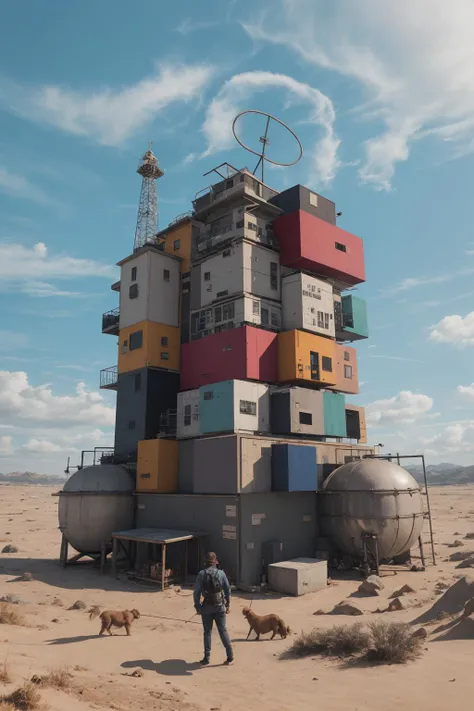 (masterpiece),(best quality),Container_building,wasteland,
pov,Industrial punk, steam style, post-apocalyptic world,
<lora:KK_Container_building_v1:0.8>,night,