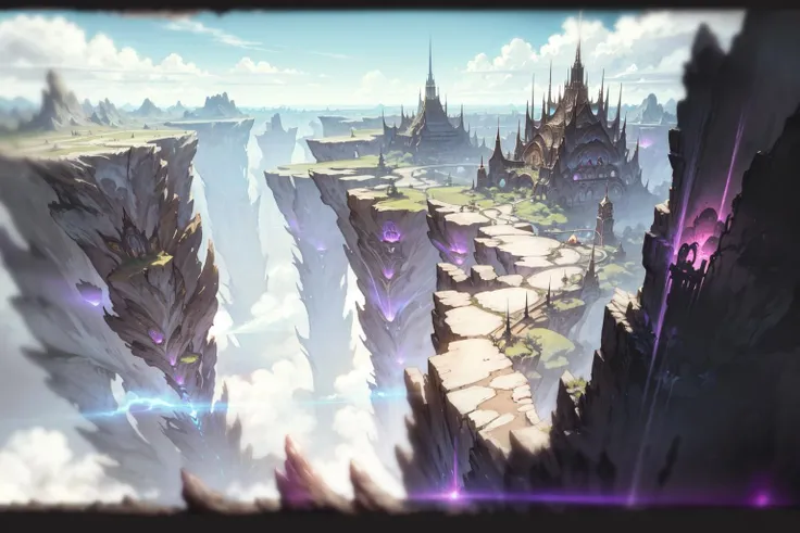 masterpiece, ff14style, landscape, city, cliff, sky, cloud, <lora:FF14 LoadingArtV3.0:1>