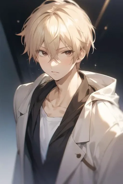 masterpiece, best quality, high quality, 1boy, solo, male focus, looking at viewer, upper body, <lora:chika_kudou:0.70>, chika_kudou, blonde hair, brown eyes, hair between eyes, , yukata
