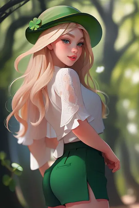 DEN_alexislust_SG,
posing in an (enchanted forest:1.2) dressed as a (leprechaun:1.2), (shamrocks, clovers:1.2), , lucky charms, leprechaun, green clothing, green jacket and green shorts and a green hat, (magical:1.2), (enchanting:1.2),
bokeh, f1.4, 40mm, photorealistic, raw, 8k, textured skin, skin pores, intricate details <lora:epi_noiseoffset2:1>, epiCRealism <lora:ClothingAdjuster3:-1.3>