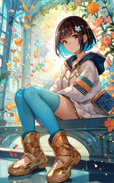 (score_9,score_8_up:1.1),score_7_up,score_6_up,score_5_up,score_4_up,source_anime,1girl,sitting,
<lora:fuzichoco_style_pony-000010:0.8>,fuzichoco_style,colorful,light particles,azure thighhighs,golden [sneakers boots:ballet slippers:0.4],