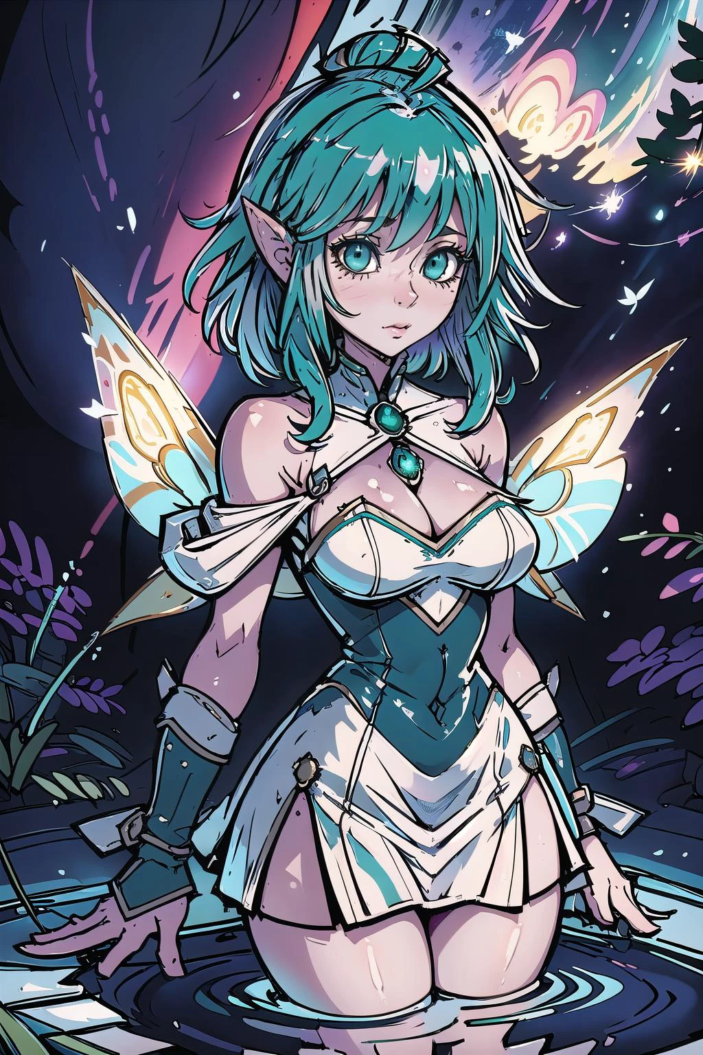 (masterpiece, best_quality, ultra-detailed, immaculate:1.3), epic, illustration, 1girl, f/1.4 lens, bokeh, tiny Vavang fairy, see-through gossamer, :p, in a deciduous, galactic submarine, bombshell hair, shiny green hair, Blowout, folded<lora:EnvyBeautyMix46:1>