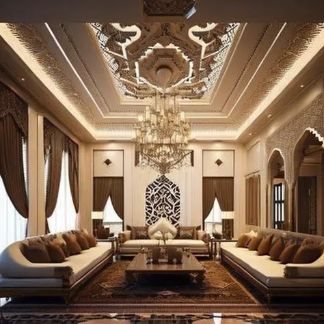 <lyco:Arabic_style_interior_design_Sa_May:1.0> Arabic majlis interior design