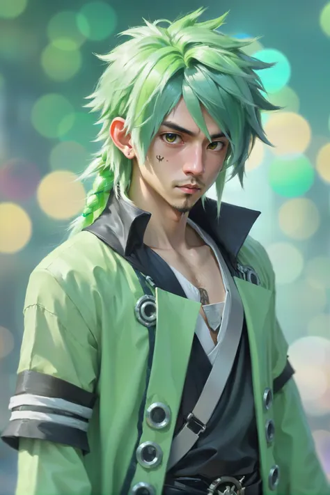 bokeh, (full body:1.2), 1boy, man, masculine, solo, [:outlandish costume design,:0.2] pirate, (asian:1.3), lightgreen hair, (average:1) build, noon, scenery, desolate Cyberprep Explorer's Lost City<lora:EnvyFocalBlurXL01:1><lora:EnvyBetterHiresFixXL01:0:hr=1>