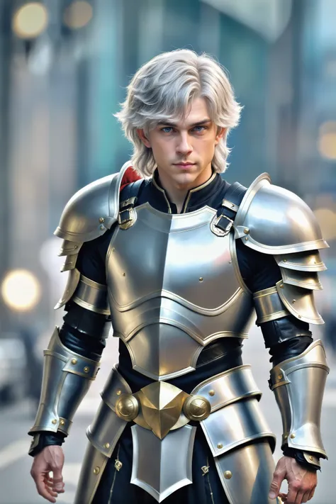 bokeh, (full body:1.2), 1boy, man, handsome, solo, [:outlandish costume design,:0.2] admiral, (fantasy leather helmet,bracers,armor,shield:1.4), caucasian, pastel lightgrey hair, (muscular:1.2) build, a Dreamlike fantasy arcology beyond the beginning of time, masterpiece<lora:EnvyFocalBlurXL01:1><lora:EnvyBetterHiresFixXL01:0:hr=1>