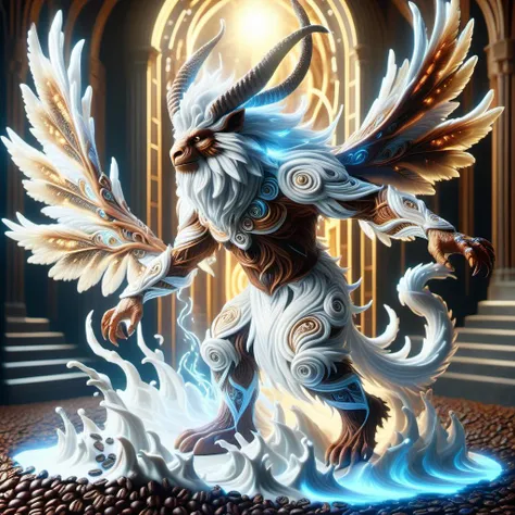 hyper detailed masterpiece, dynamic, awesome quality,cofzee yeti, enchanting ethereal creature, beauty, nature, protectors creatures, sacred places, 1 to 2 feet tall, delicate wings, delicate wings, flit through the air, fantasy, calm,hydraulics,resourceful,supernormal,circuitous,solar, <lora:cofzee:0.7> <lora:DonMC0ff33Ch0c_XL-000006:0.65> DonMC0ff33Ch0c