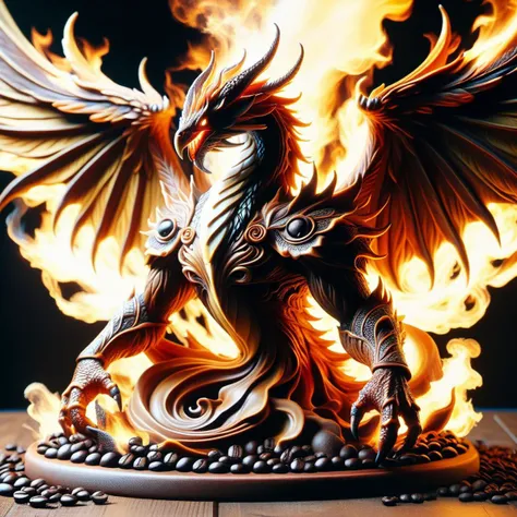 hyper detailed masterpiece, dynamic, awesome quality,cofzee harpy, immense power, wisdom, and connection to fire, draconic features,scales, wings, wise, ancient being, knowledge, fantasy, <lora:cofzee:0.7> <lora:DonMC0ff33Ch0c_XL-000006:0.65> DonMC0ff33Ch0c