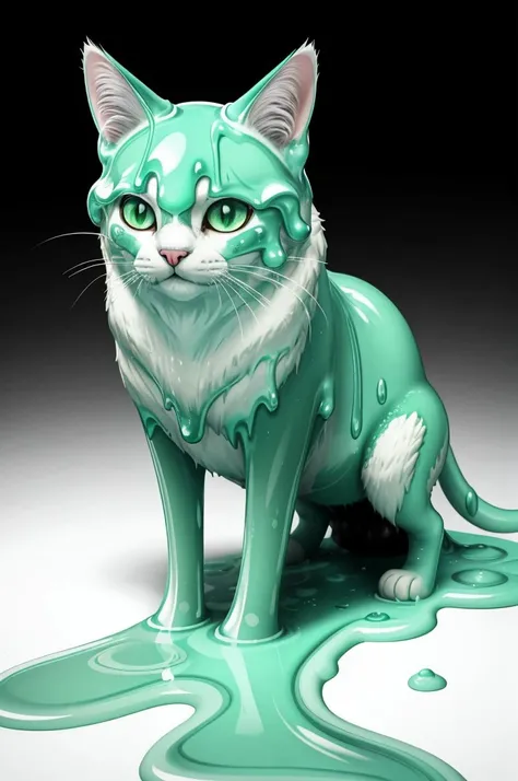 picture of fleeing animal cat slime \(substance\) <lora:SlimeV5:0.6> covered in slime, masterpiece, best quality, high quality, highres, ultra-detailed