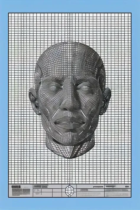 303 acid poster, grid, (((print, blue))) <lora:acid mix:0.8>