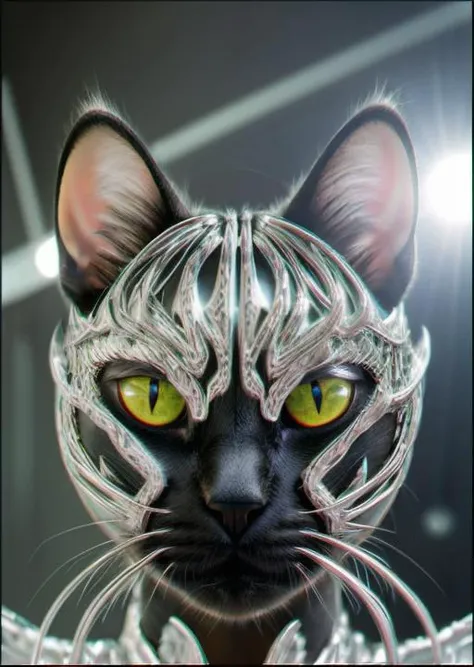 303, cute (chrome) ((cat)), best quality, <lora:acid mix:0.6> <lora:ChromaticAberration:0.8>