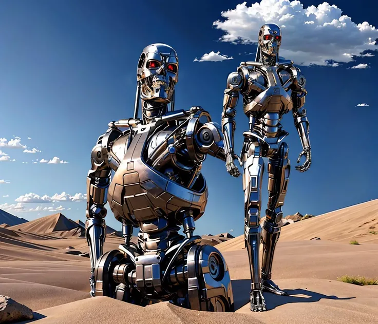 apocalypse buildings destroyed landscape background full body shot (Realisitc:1.5) man terminator, <lora:EdobTerminator_v1.0:0.8>