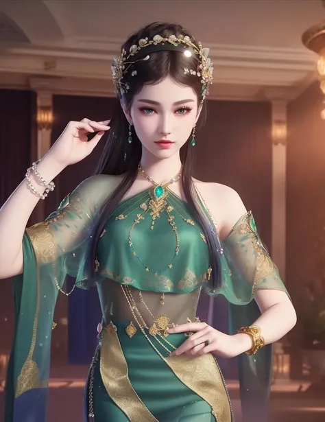 ultra realistic 8k cg, picture-perfect face, flawless, clean, masterpiece, professional artwork, famous artwork, cinematic lighting, cinematic bloom, perfect face, beautiful face, fantasy, dreamlike, unreal, science fiction, beautiful clothes, lace, lace trim, lace-trimmed legwear, (rich:1.4), prestige, luxury, jewelry, diamond, gold, pearl, gem, sapphire, ruby, emerald, intricate detail, delicate pattern, charming, alluring, seductive, erotic, enchanting, hair ornament, necklace, earrings, bracelet, armlet,halo
((,1girl, pov,))(((, 1girl, solo,looking at viewer, )))<lora:DA_WhiteSnakeGreenSnake:0.8>