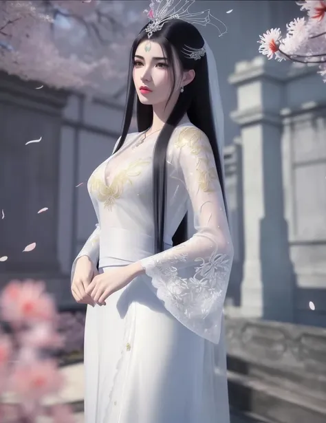 ultra realistic 8k cg, picture-perfect face, flawless, clean, masterpiece, professional artwork, famous artwork, cinematic lighting, cinematic bloom, perfect face, beautiful face, fantasy, dreamlike, unreal, science fiction , beautiful clothes, lace, lace trim, lace-trimmed legwear, (rich:1.4), prestige, luxury, jewelry, diamond, gold, pearl, gem, sapphire, ruby, emerald, intricate detail, delicate pattern, charming, alluring, seductive, erotic, enchanting, hair ornament, necklace, earrings, bracelet, armlet,halo
((,1girl, pov,)) (((,1girl, spider lily, architecture, black_hair, cherry_blossoms, solo, long_hair, see-through sleeves, large breasts, ))) <lora:DA_QianYiXue:0.6>