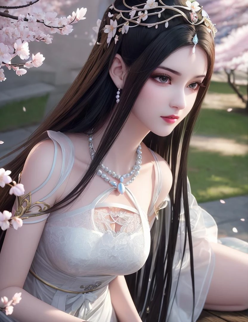 ultra realistic 8k cg, picture-perfect face, flawless, clean, masterpiece, professional artwork, famous artwork, cinematic lighting, cinematic bloom, perfect face, beautiful face, fantasy, dreamlike, unreal, science fiction, lace, lace trim, lace-trimmed legwear, (rich:1.4), prestige, luxury, jewelry, diamond, gold, pearl, gem, sapphire, ruby, emerald, intricate detail, delicate pattern, charming, alluring, seductive, erotic, enchanting, hair ornament, necklace, earrings, bracelet, armlet,halo
((,1girl, pov,)) , ((((1girl, solo, ,cherry blossoms,outdoors, ))))<lora:DA_LinQingZhu:0.6>