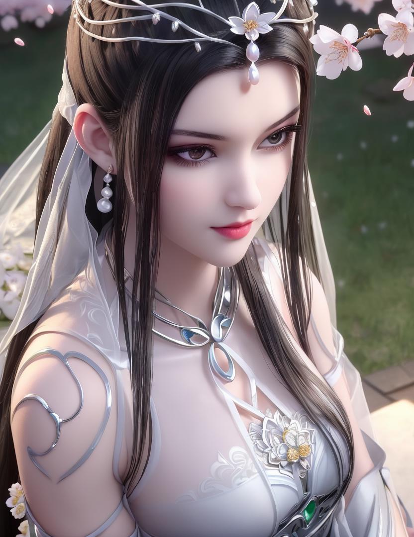 A close up of a woman in a wedding dress with a veil - SeaArt AI
