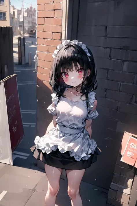 (masterpiece:1.2),best quality,perfect anatomy,best detailed,best background,
character focus,
cute girl,(10 years old:1.5),shiny skin,small eyes,large breasts,light smile,
lovely big eyes,cute eyes,(red eyes:1.4),(black hair:1.4),
maid,(white shirt:1.4),(white skirt:1.4),
city,street,
looking at viewer,full body,standing,spread legs,
<lyco:Cute Gothic Fashion1_1:0.75>,
BREAK