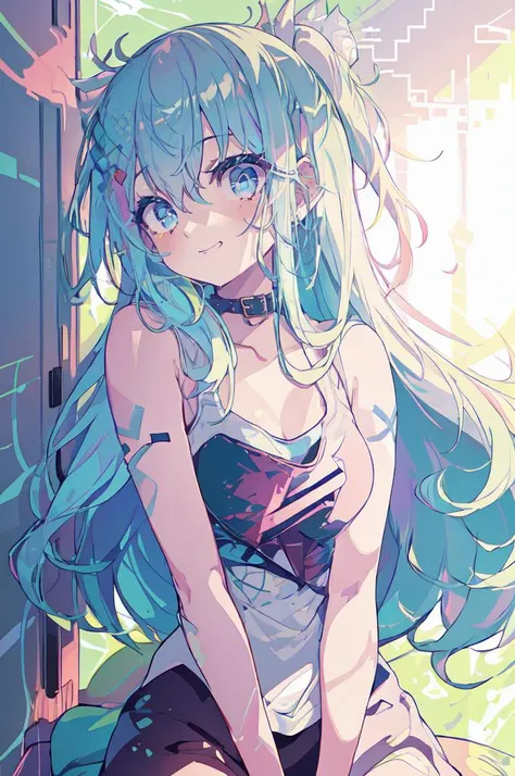 Ultra-precision,masterpiece, Highest quality,Full body portrait,girl,Beautiful girl,(Look at me),Beautiful face,((Black Hair)),Long Hair,Straight bangs,Cyan inner color hair,((Cyan eyes)),Detailed slanted eyes,Long eyelashes,Cool look,(((Black lace dress))),Slender figure,Small breasts,Simple Background,