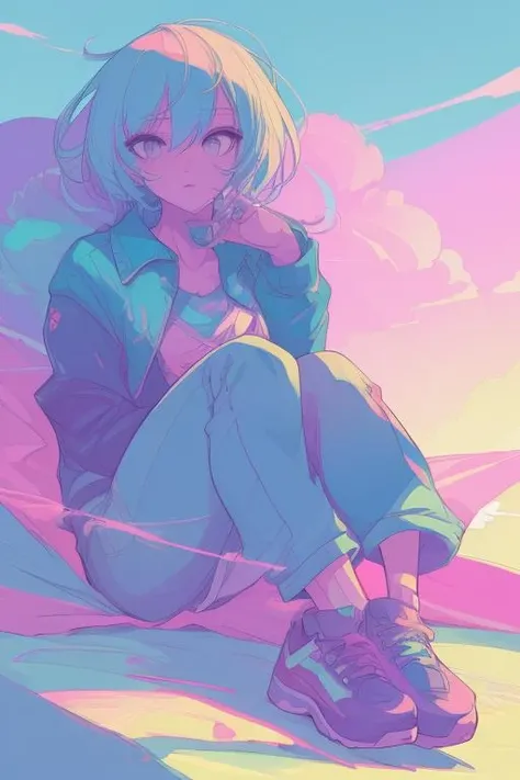 full body portrait, sneaker, jeans
Masterpiece, high quality, best quality, highres,
<lora:PE Neon Pastel Anime Style 1.5:0.8> PENeonPastel, anime, vibrant colors, pastel color, neon color